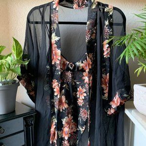 Vintage Robe and Teddy/Bodysuit Set